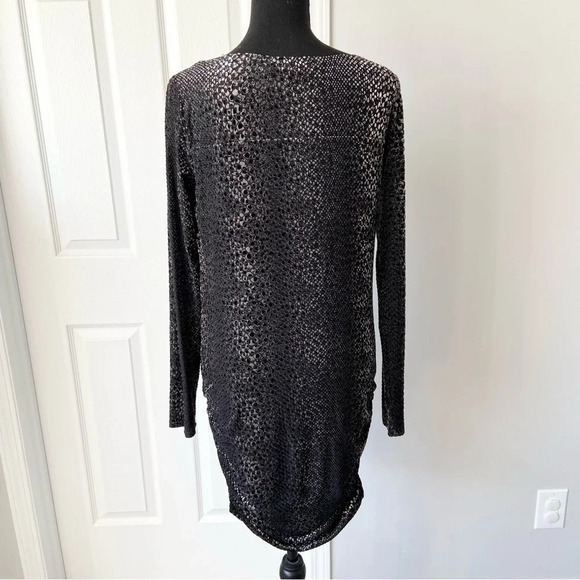 RACHEL ROY Black Snakeskin Print Gathered Textured Dress - Picture 5 of 16